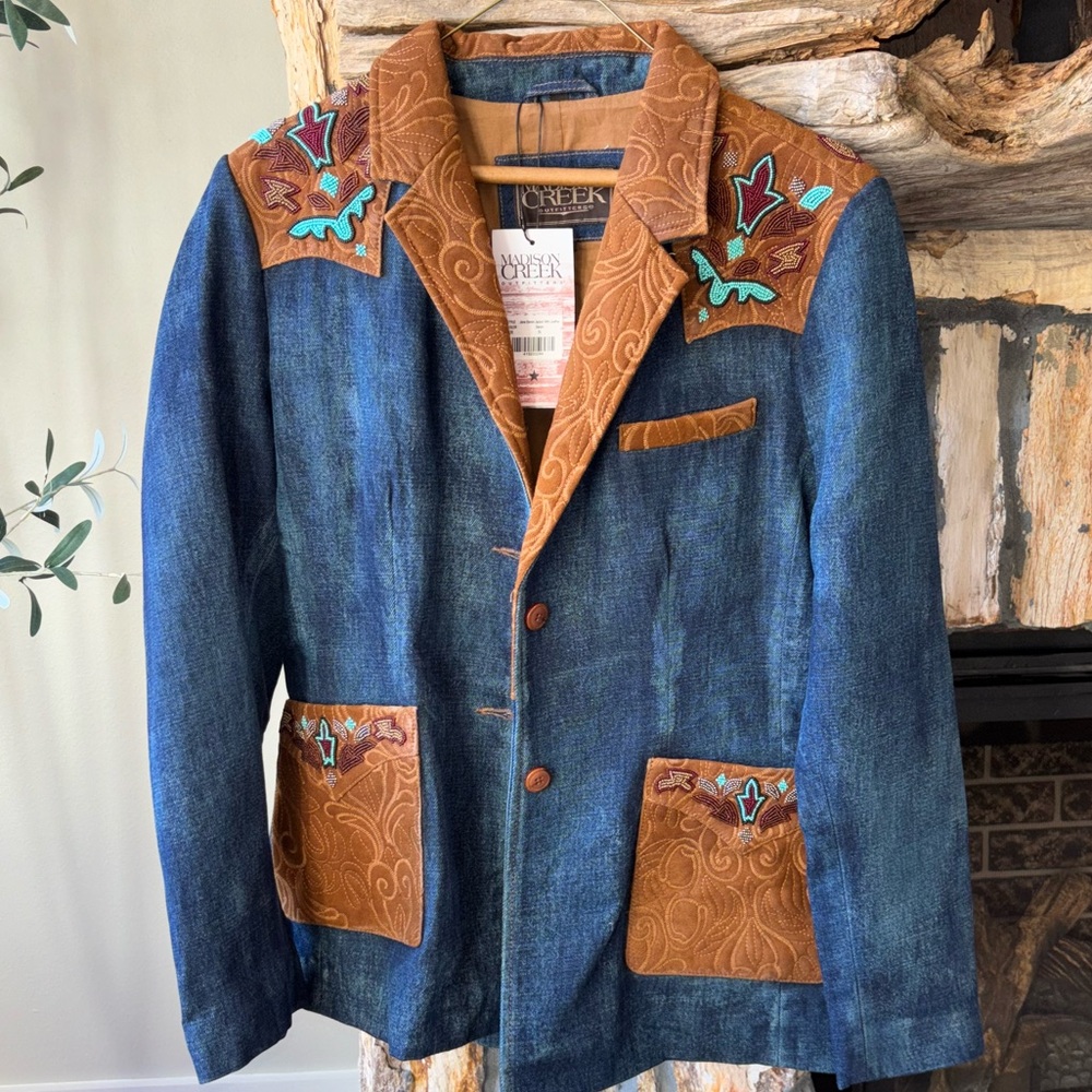 Madison Creek Outfitters Jane Denim Fringe & Beadwork Blazer